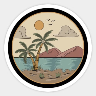 Tropical summer beach ocean sunset Sticker